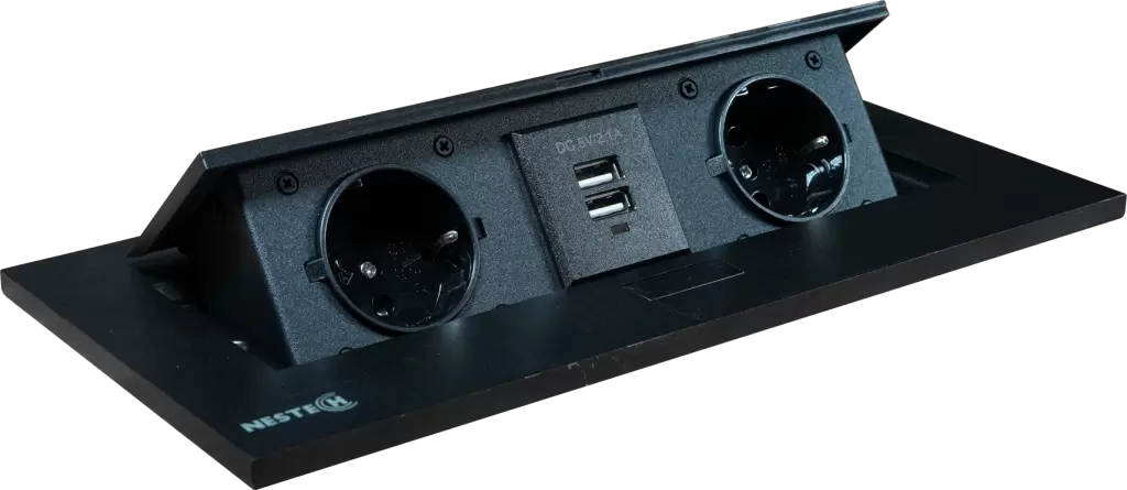 پریز رومیزی نستک | دو پریز + دو شارژر USB